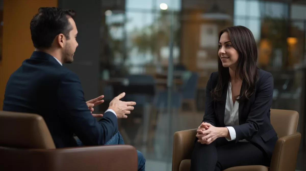 zwei Menschen im Gespräch