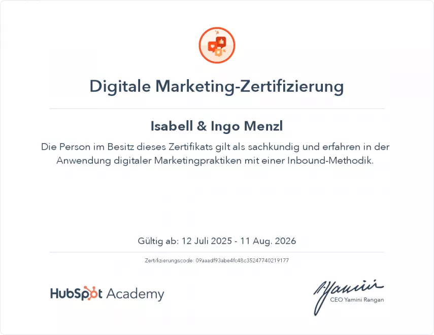 Zertifikat Digitales Marketing